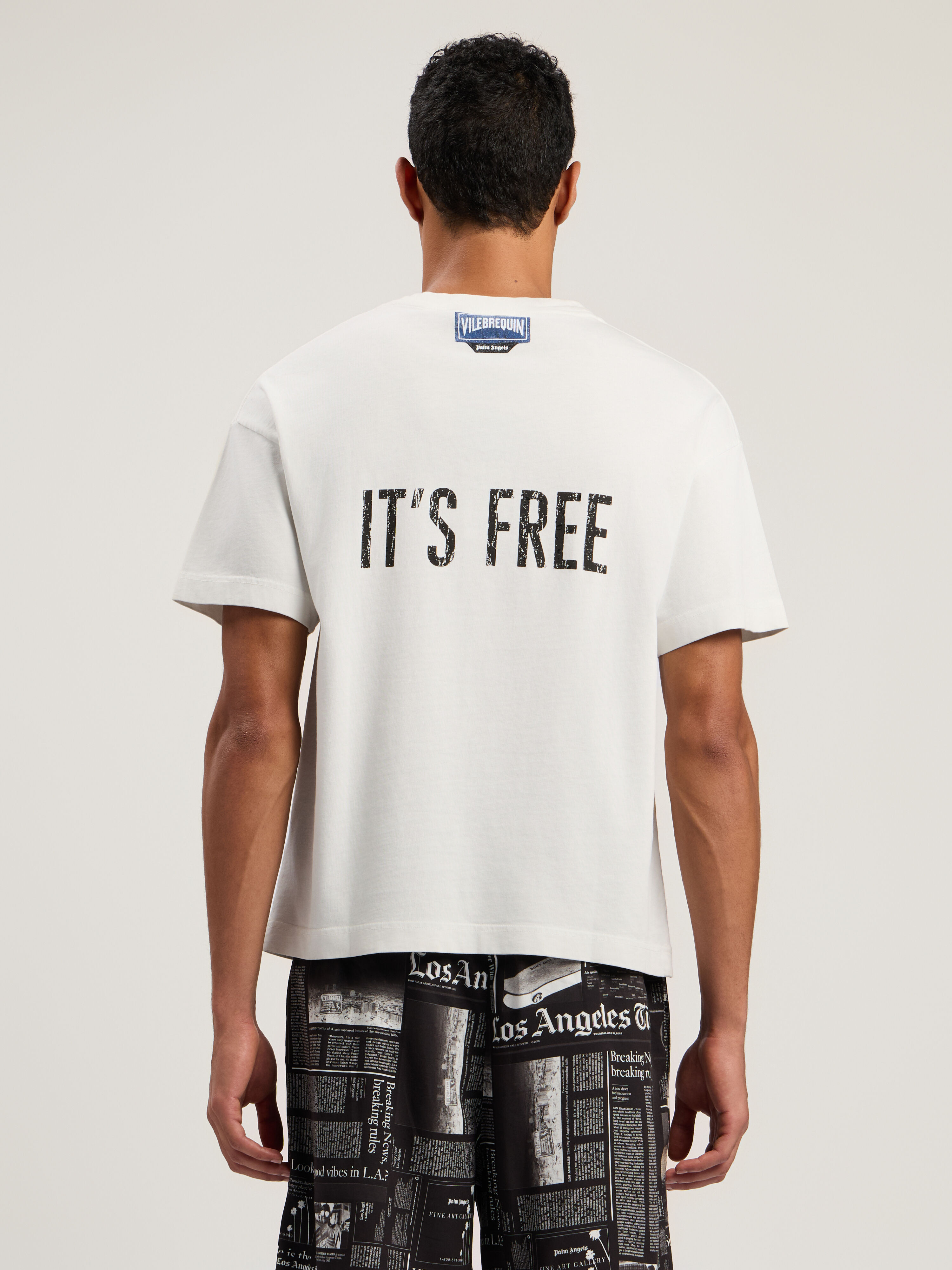 PALM ANGELS Catch Reg T-Shirt OFF WHITE - BLACK PMAA109F25JER002