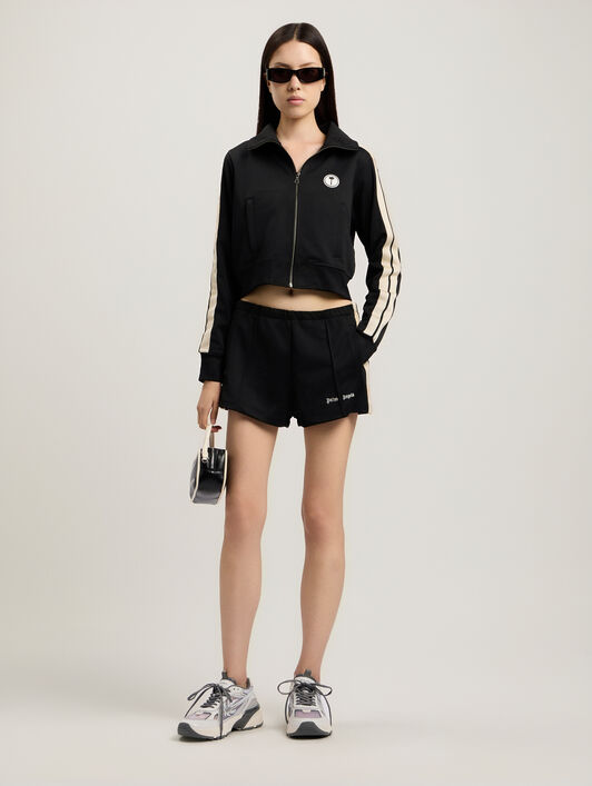 PALM ANGELS Classic Logo Track Shorts BLACK OFF WHITE PWCL005S26FAB001