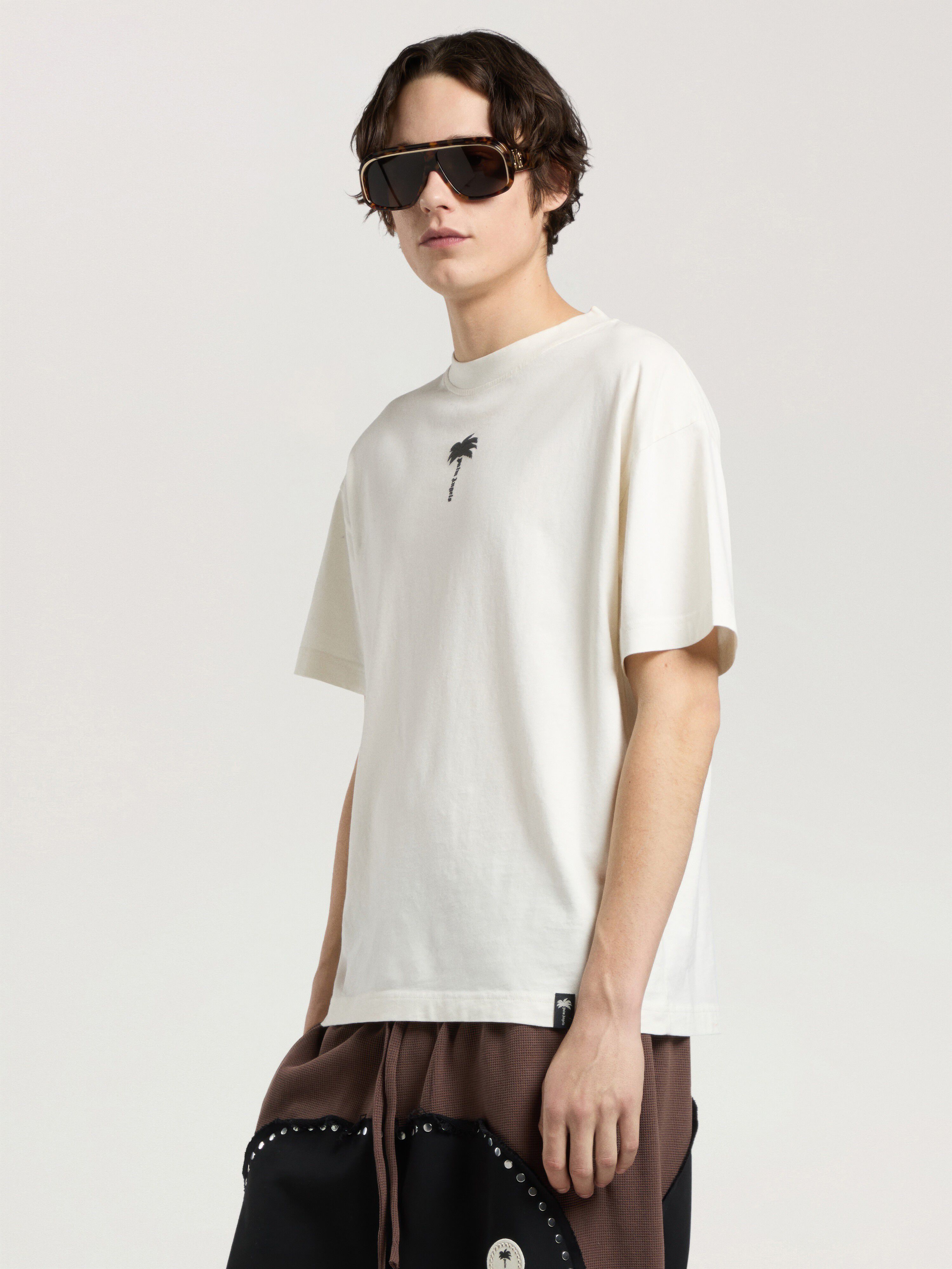 Palm Tree Statement Regular T-Shirt PALM ANGELS Palm Tree Statement Regular T-Shirt OFF WHITE - BLACK PAMAA01W26JR08