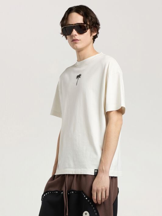 Palm Tree Statement Regular T-Shirt PALM ANGELS Palm Tree Statement Regular T-Shirt OFF WHITE - BLACK PAMAA01W26JR08