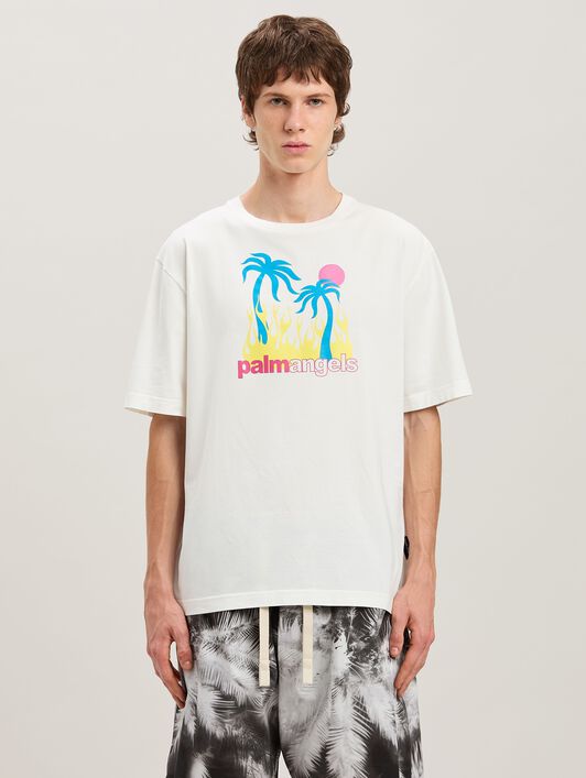 PALM ANGELS  Burning Oasis T-shirt OFF WHITE - MULTICOLORE PMAA089S25JER002