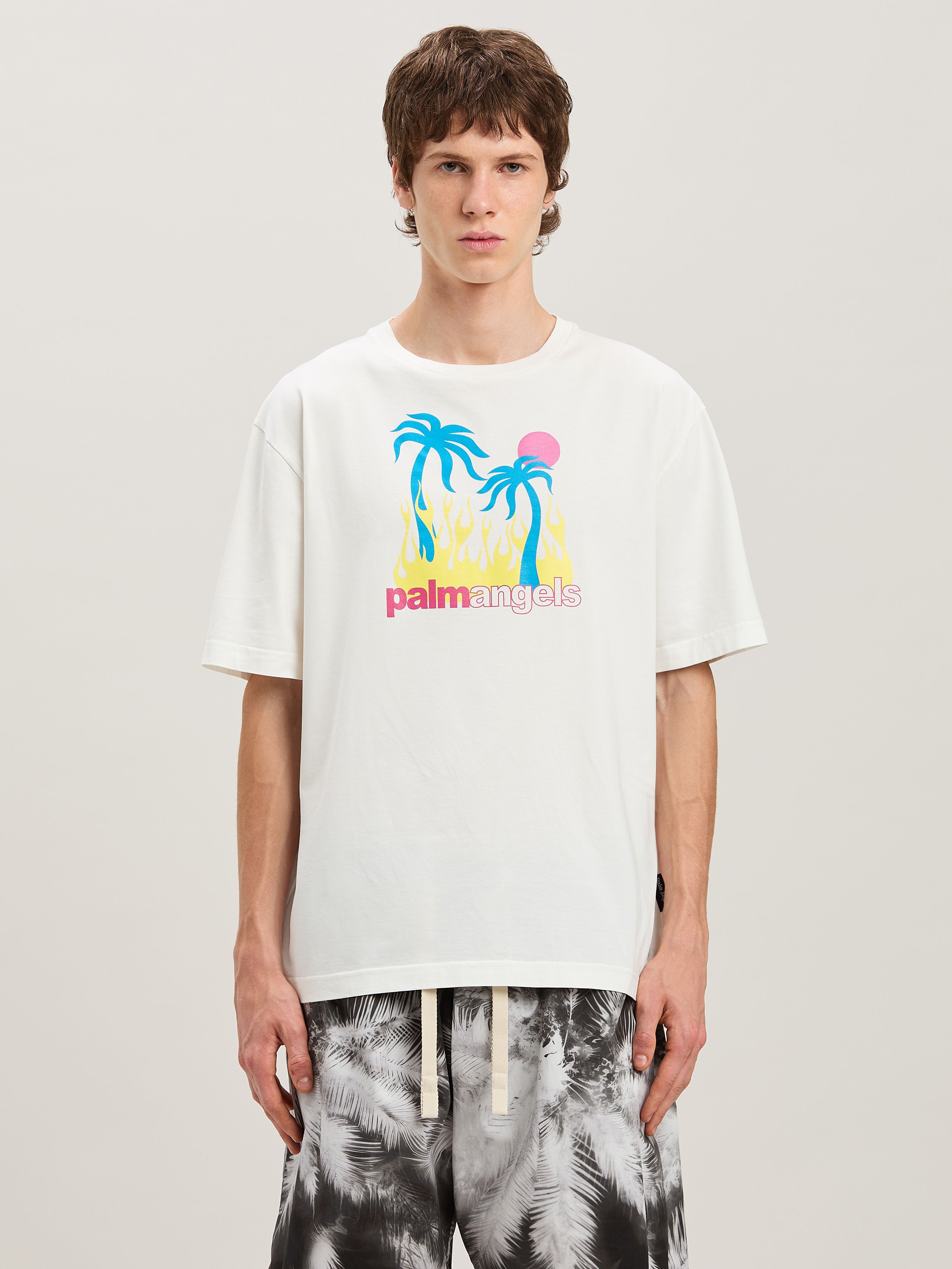 PALM ANGELS  Burning Oasis T-shirt OFF WHITE - MULTICOLORE PMAA089S25JER002