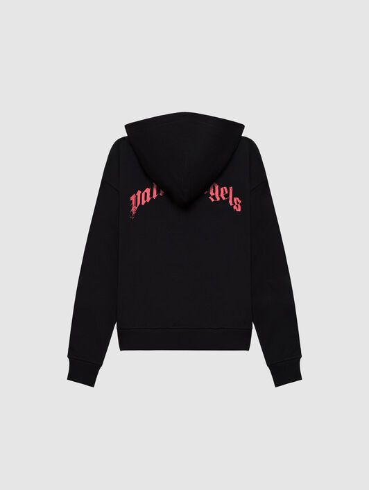 PALM ANGELS Spray Broken Bear Hoodie Black/Pink PMBB17DT26FLE002