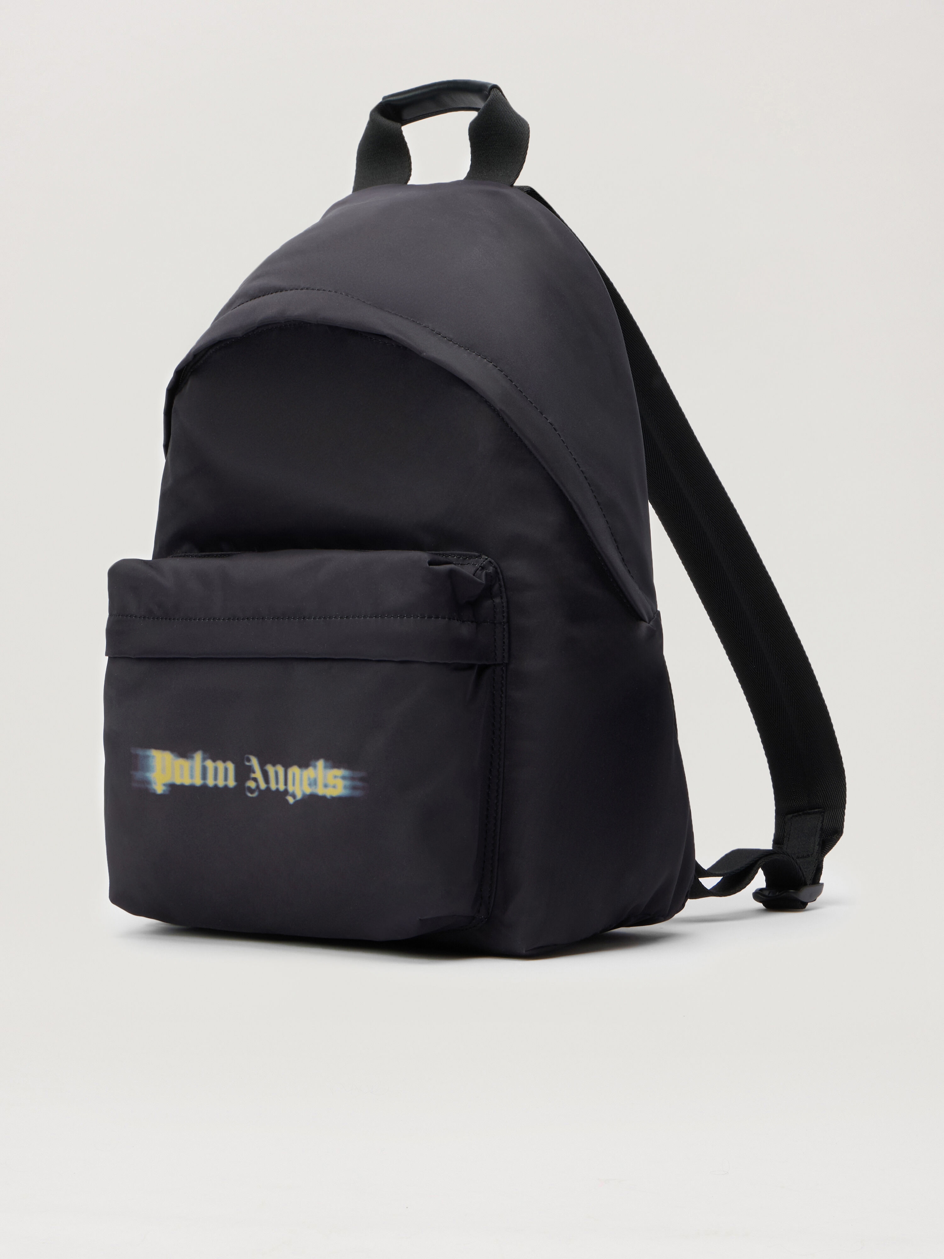PALM ANGELS Blurred Logo Big Backpack BLACK - OCHER YELLOW PBNB018F25FAB001