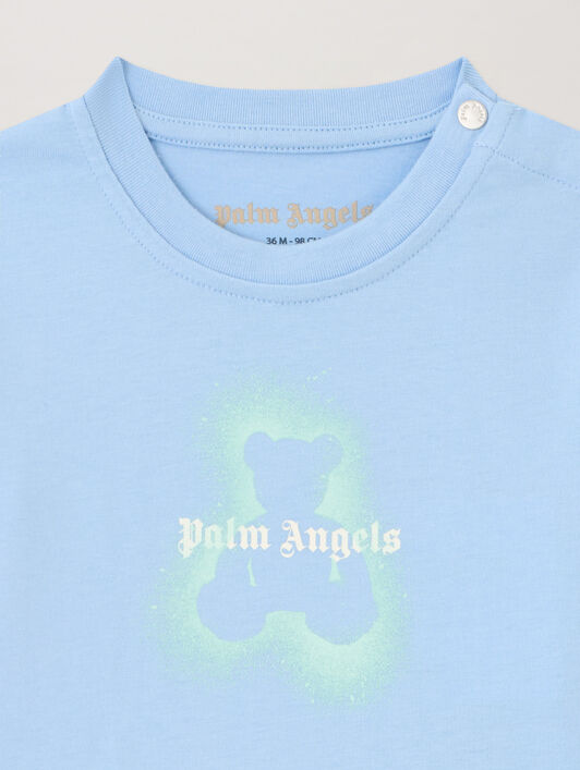 PALM ANGELS Spray Bear T-Shirt CELESTE/LIGHT BLUE PBXB001S26JER001