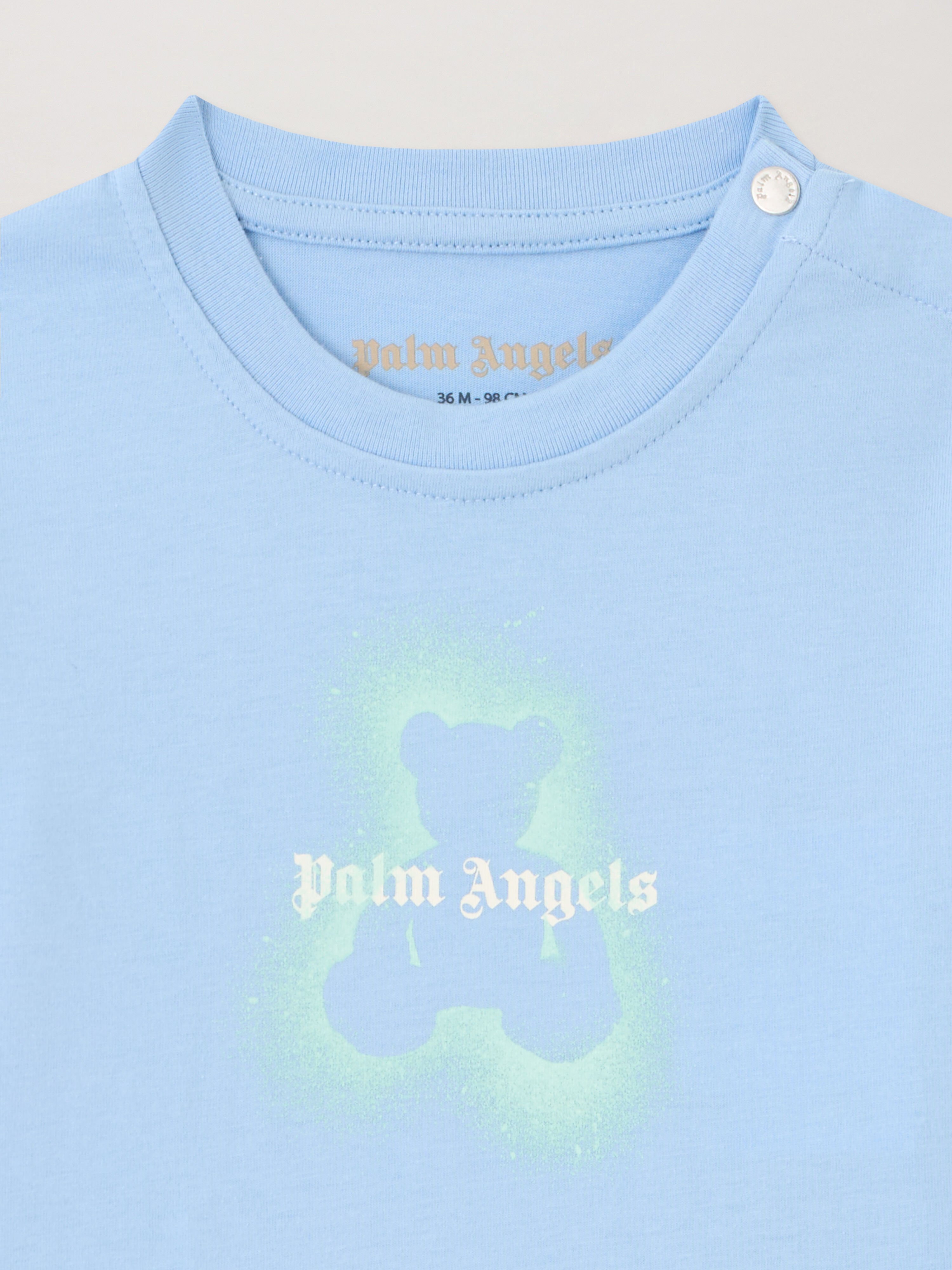 PALM ANGELS Spray Bear T-Shirt CELESTE/LIGHT BLUE PBXB001S26JER001