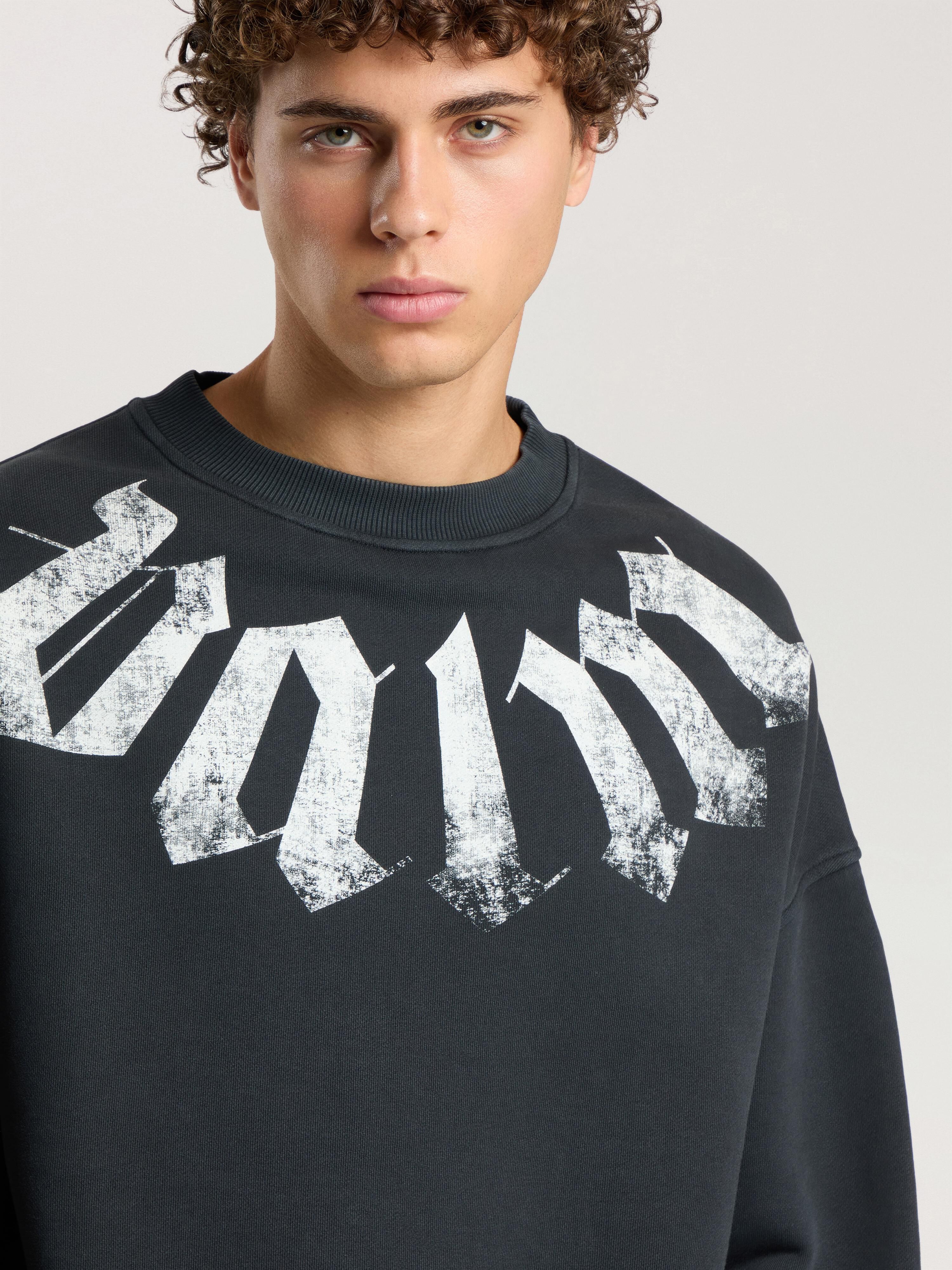 Big Neck Logo Loose Sweatshirt PALM ANGELS Big Neck Logo Loose Sweatshirt BLACK - OFF WHITE PAMBA04F26FL01