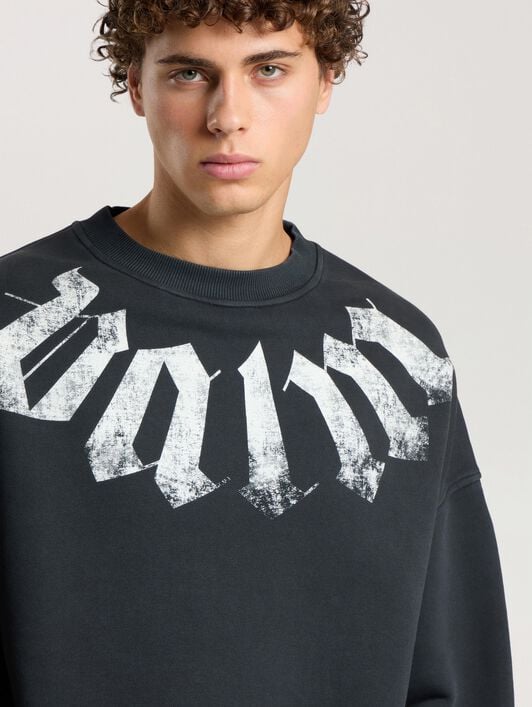 Big Neck Logo Loose Sweatshirt PALM ANGELS Big Neck Logo Loose Sweatshirt BLACK - OFF WHITE PAMBA04F26FL01