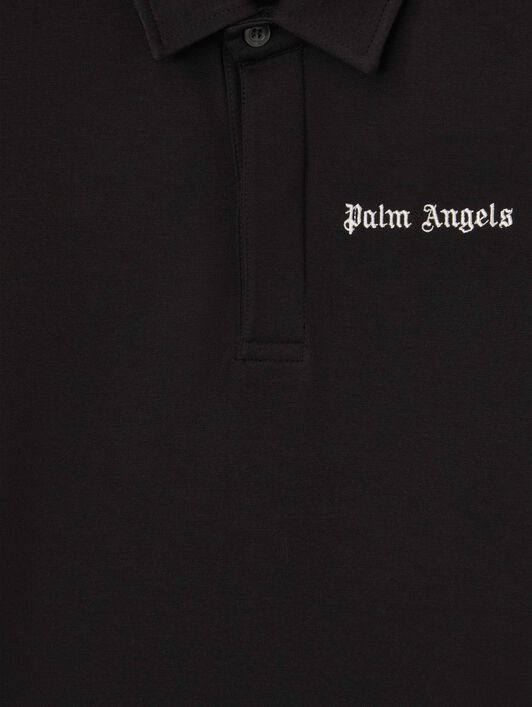 PALM ANGELS  Oversize Track polo shirt BLACK OFF WHITE PBBD013S25FLE001