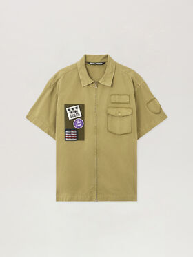PALM ANGELS Military Patch Zipped Shirt ARMY GREEN - MULTICOLOR PMGG00BF25FAB001