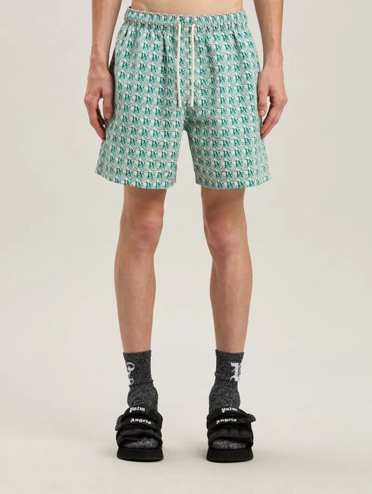 PA DIAMONDS SWIMSHORTS PALM ANGELS PA DIAMONDS SWIMSHORTS GREEN - IVORY PMFD012S25FAB004