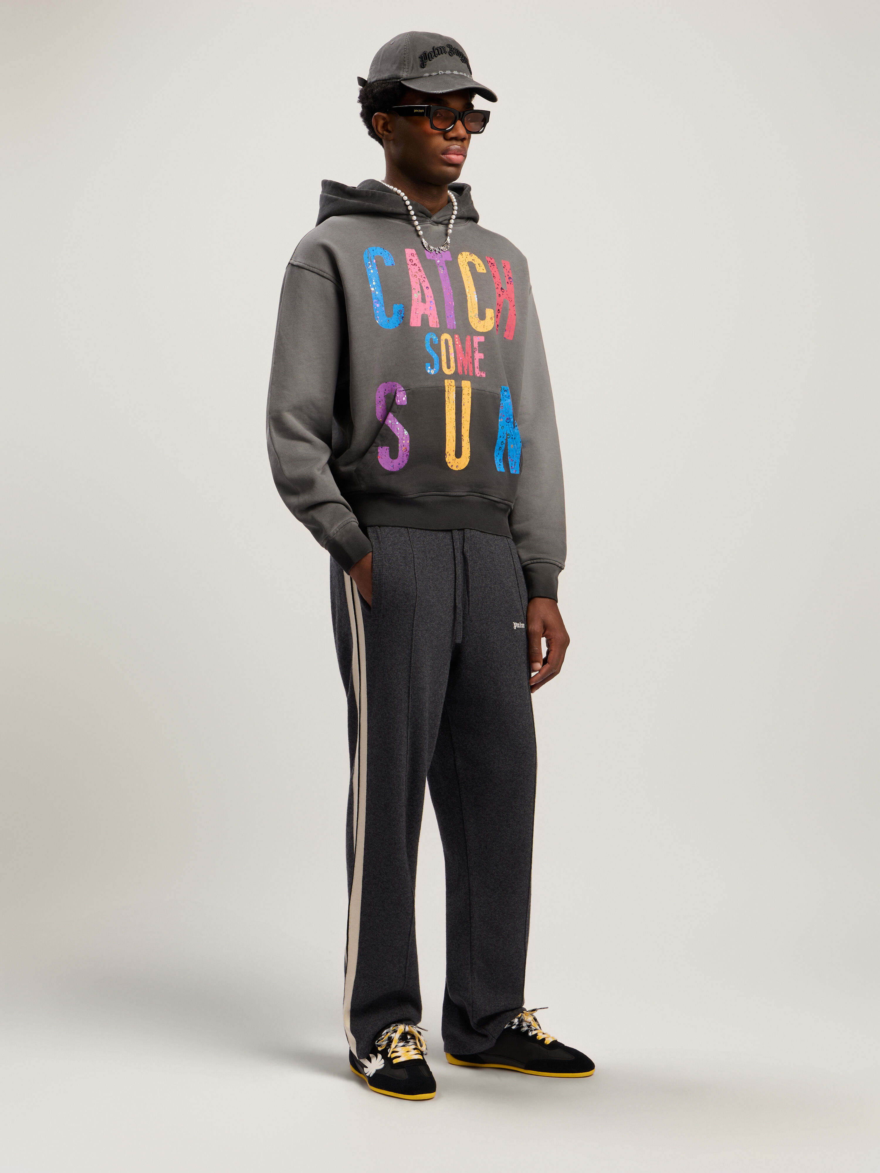 PALM ANGELS Catch Some Sun Hoodie BLACK - MULTICOLOR PMBB17DF25FLE001