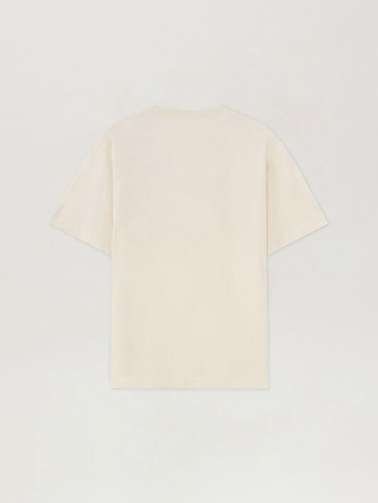 PALM ANGELS T-Shirt Con Logo A Timbro OFF WHITE - BLACK PAMAA01F26JR05