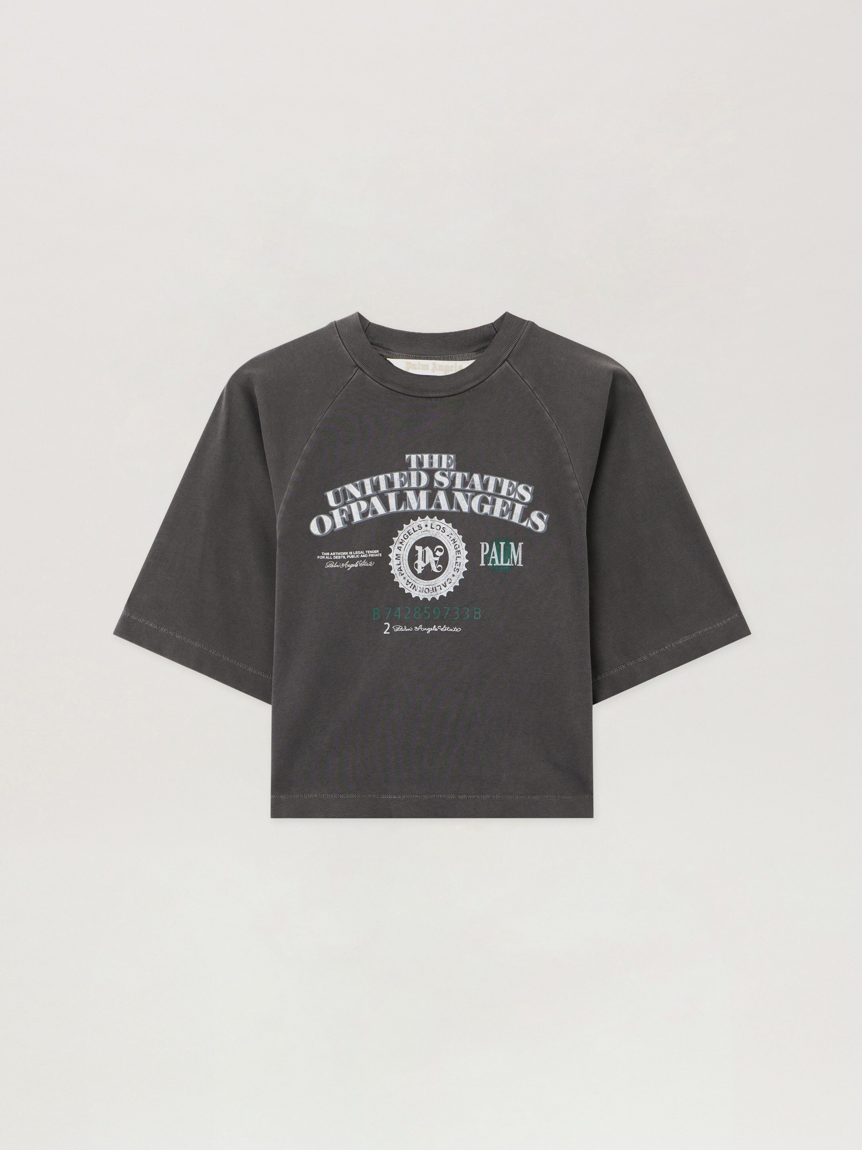 Dollar Cropped Tee PALM ANGELS Dollar Cropped Tee VINTAGE BLACK - OFF WHITE PWAA07AF25JER001