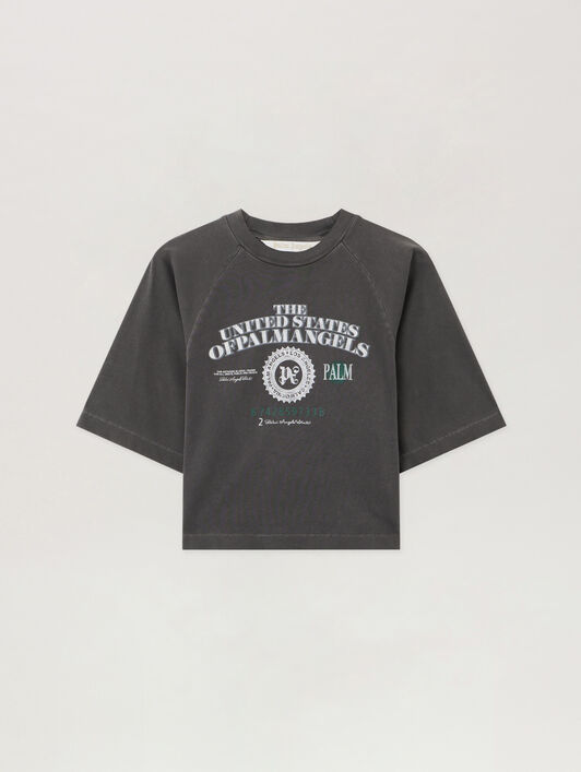 Dollar Cropped Tee PALM ANGELS Dollar Cropped Tee VINTAGE BLACK - OFF WHITE PWAA07AF25JER001