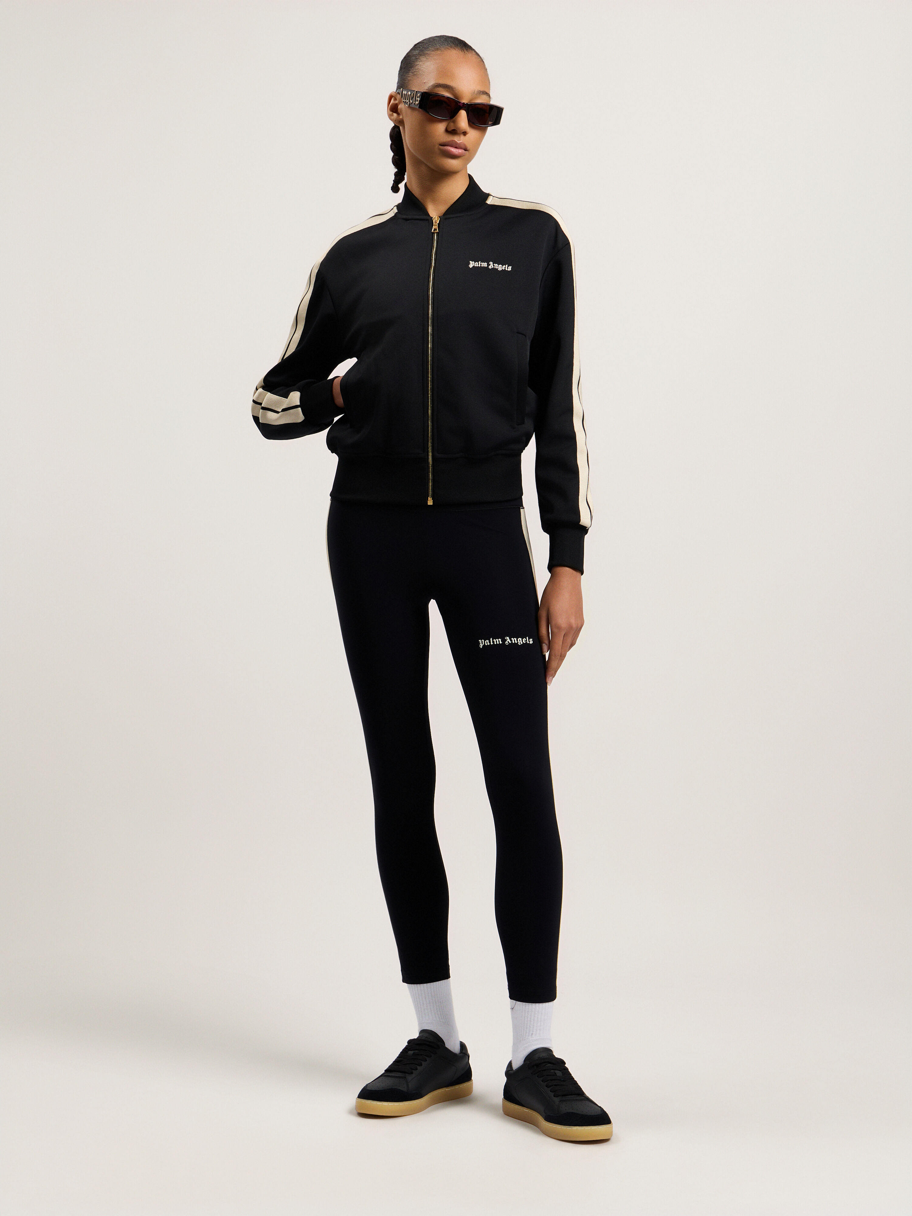 PALM ANGELS Training Track Leggins BLACK OFF WHITE PWVG008C99FAB001