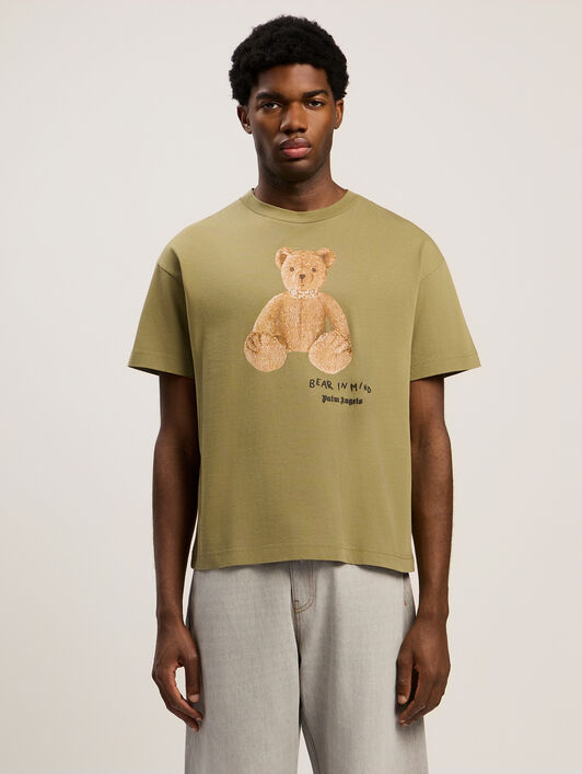 Bear In Mind Regular T-Shirt PALM ANGELS Bear In Mind Regular T-Shirt ARMY GREEN - BROWN PMAA109F25JER00A