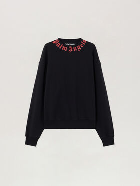 PALM ANGELS Neck Logo Sweatshirt BLACK RED PMBA08HS26FLE004