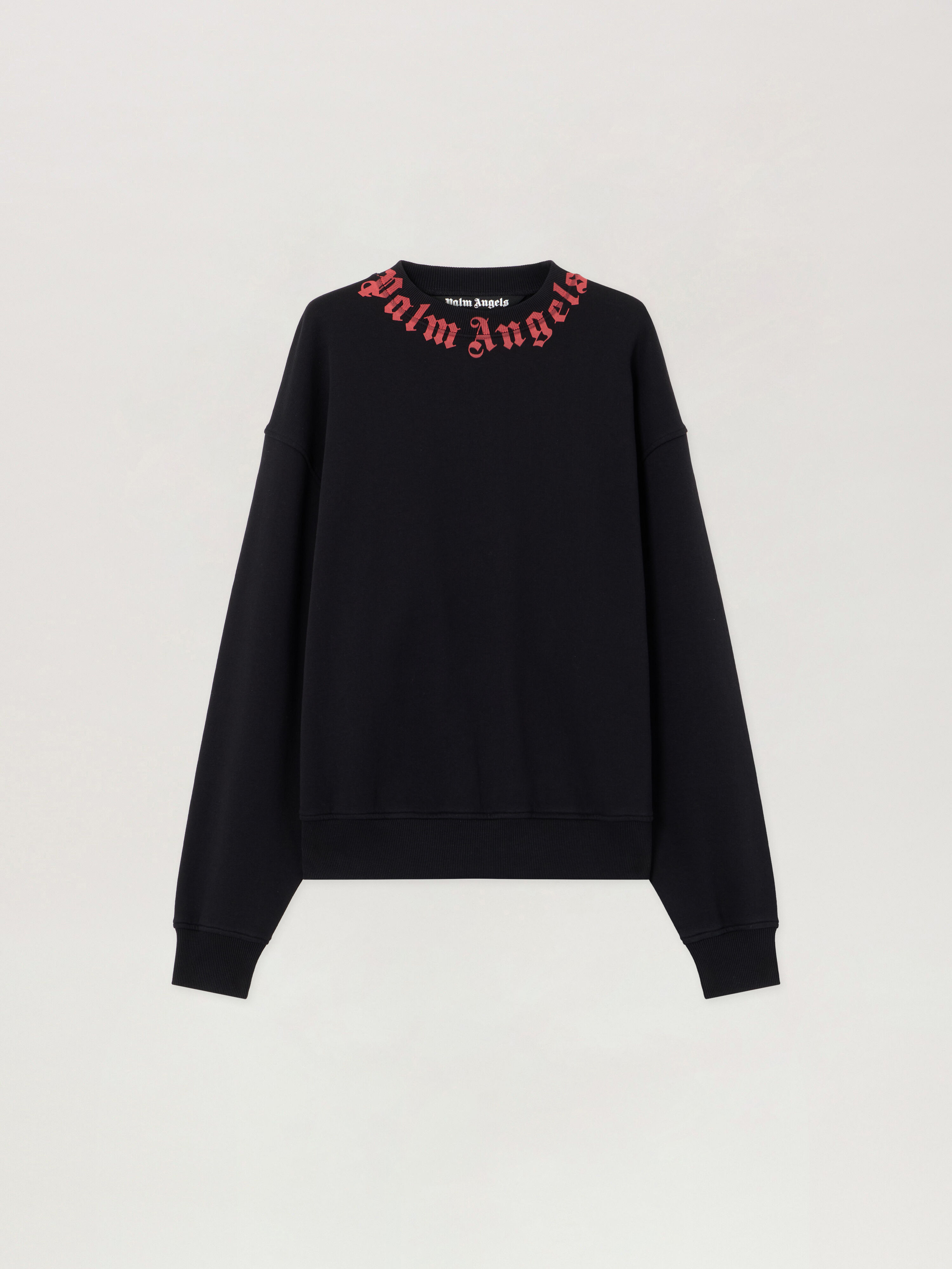 PALM ANGELS Neck Logo Sweatshirt BLACK RED PMBA08HS26FLE004