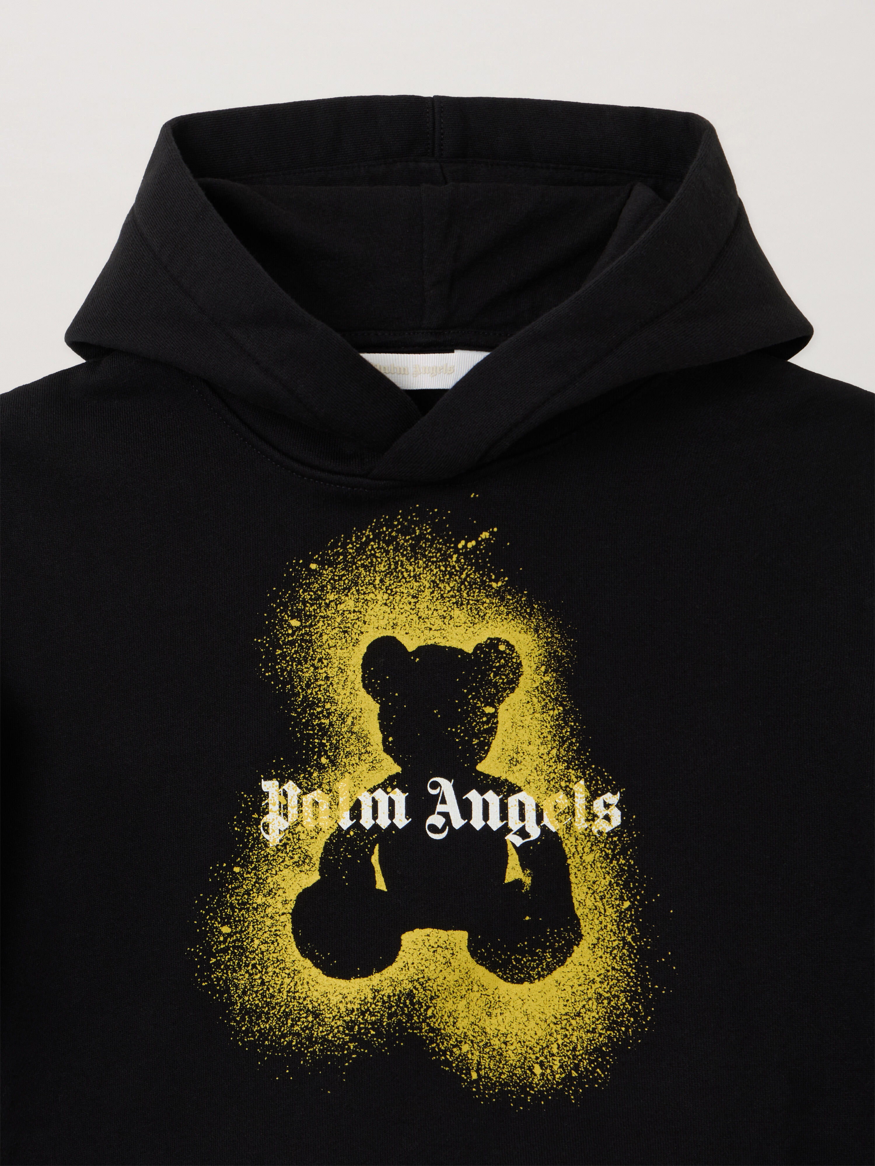 PALM ANGELS Pa Spray Bear Reg.Hoodie BLACK - OCHER YELLOW PBBB012F25FLE005