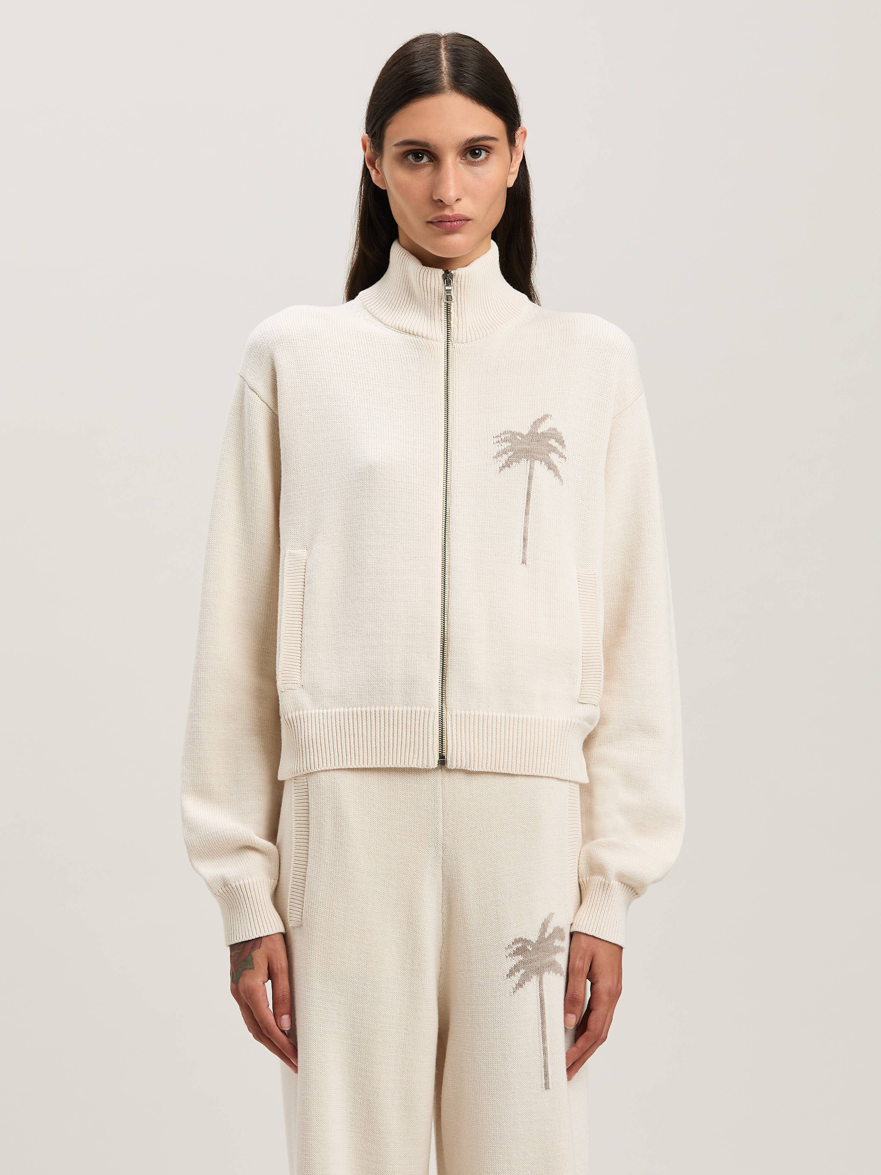 PALM ANGELS  Strickjacke mit Palme OFF WHITE - CAMEL PWHA061S25KNI001