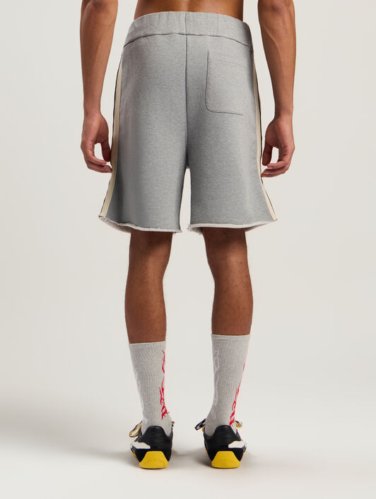 Curved Logo Track Sweatshort PALM ANGELS Curved Logo Track Sweatshort GREY MELANGE - BLACK PMCI026F25FLE001
