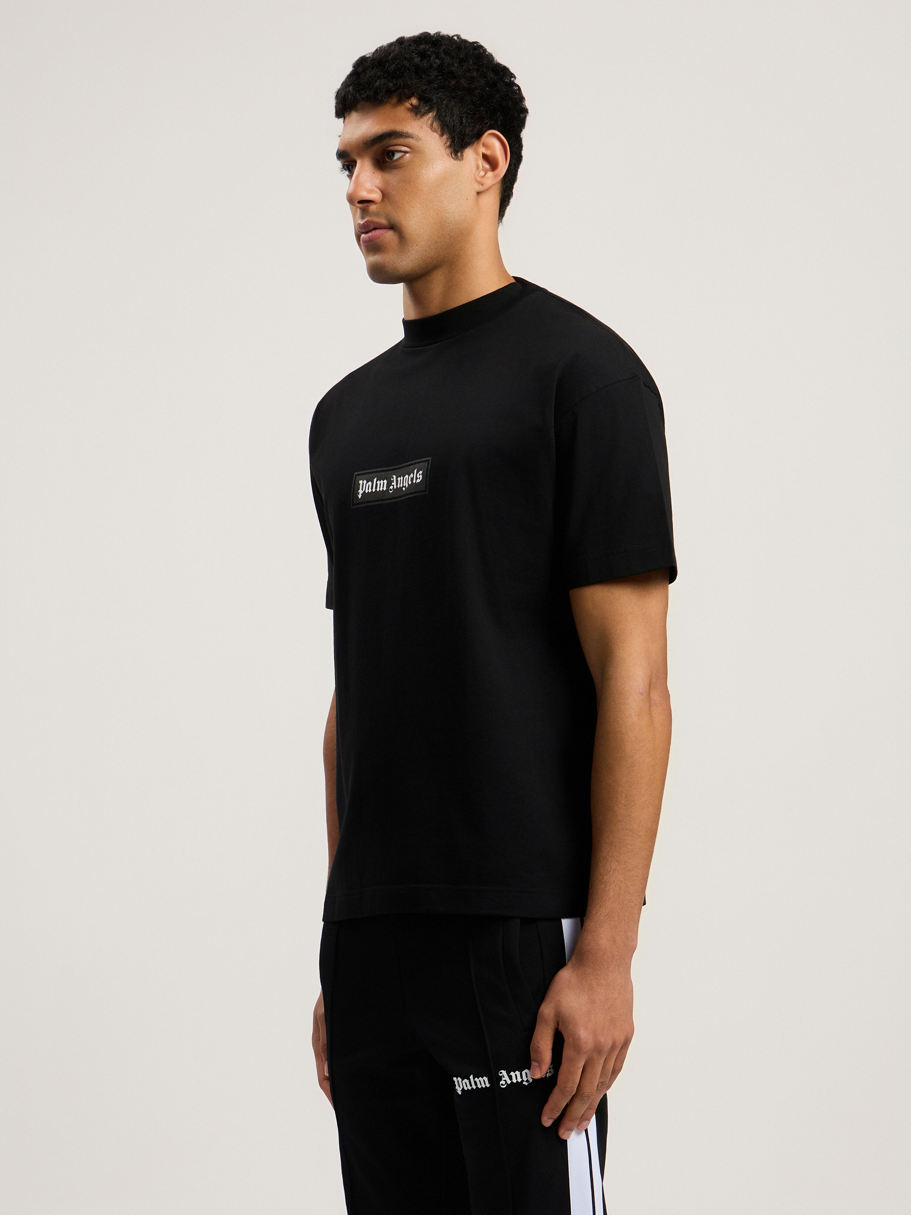PALM ANGELS Box Logo T-Shirt BLACK - WHITE PMAA001C99JER032