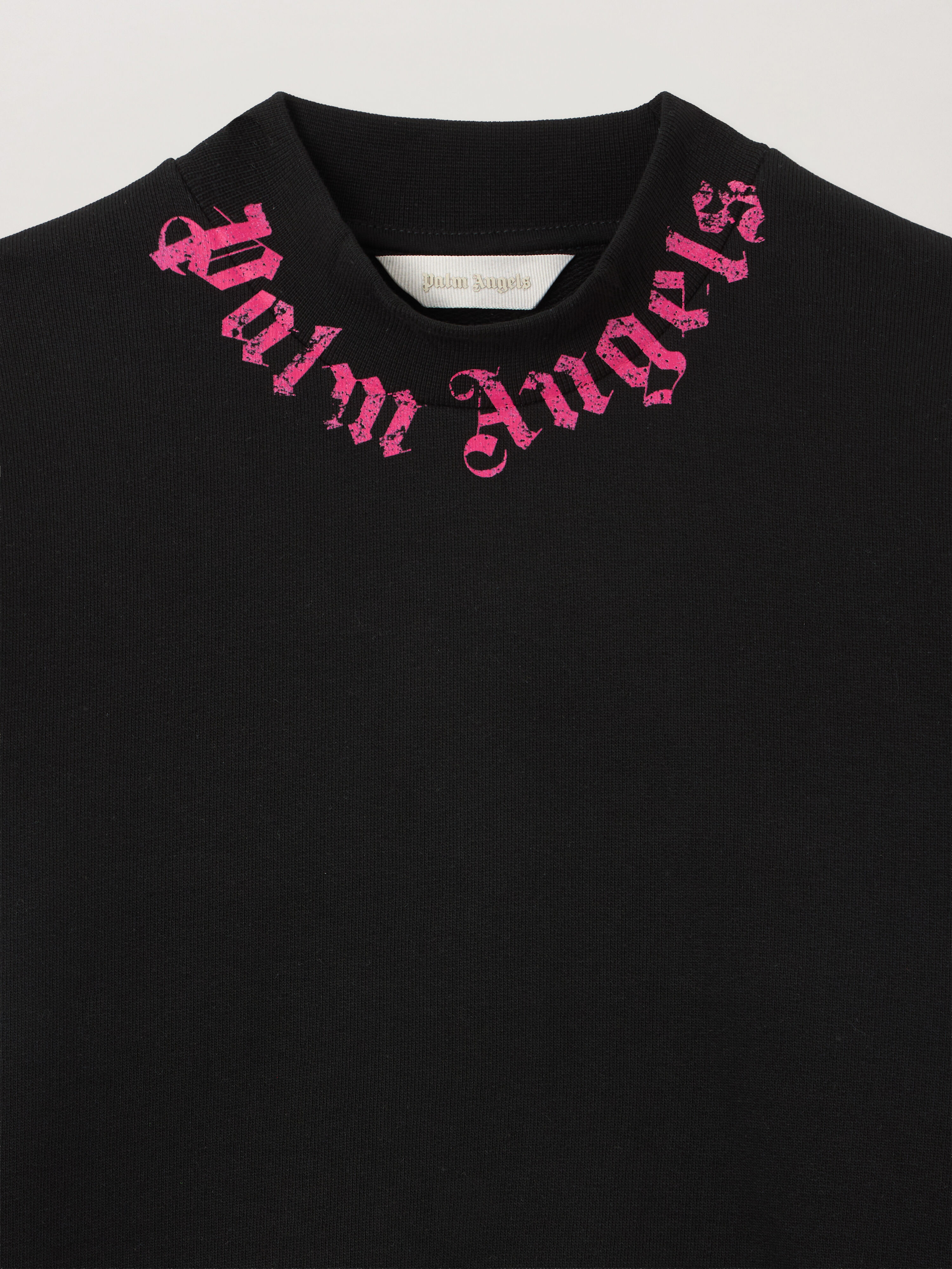 PALM ANGELS Neck Logo Brushed Crew NERO/BLACK PGBA013S26FLE004