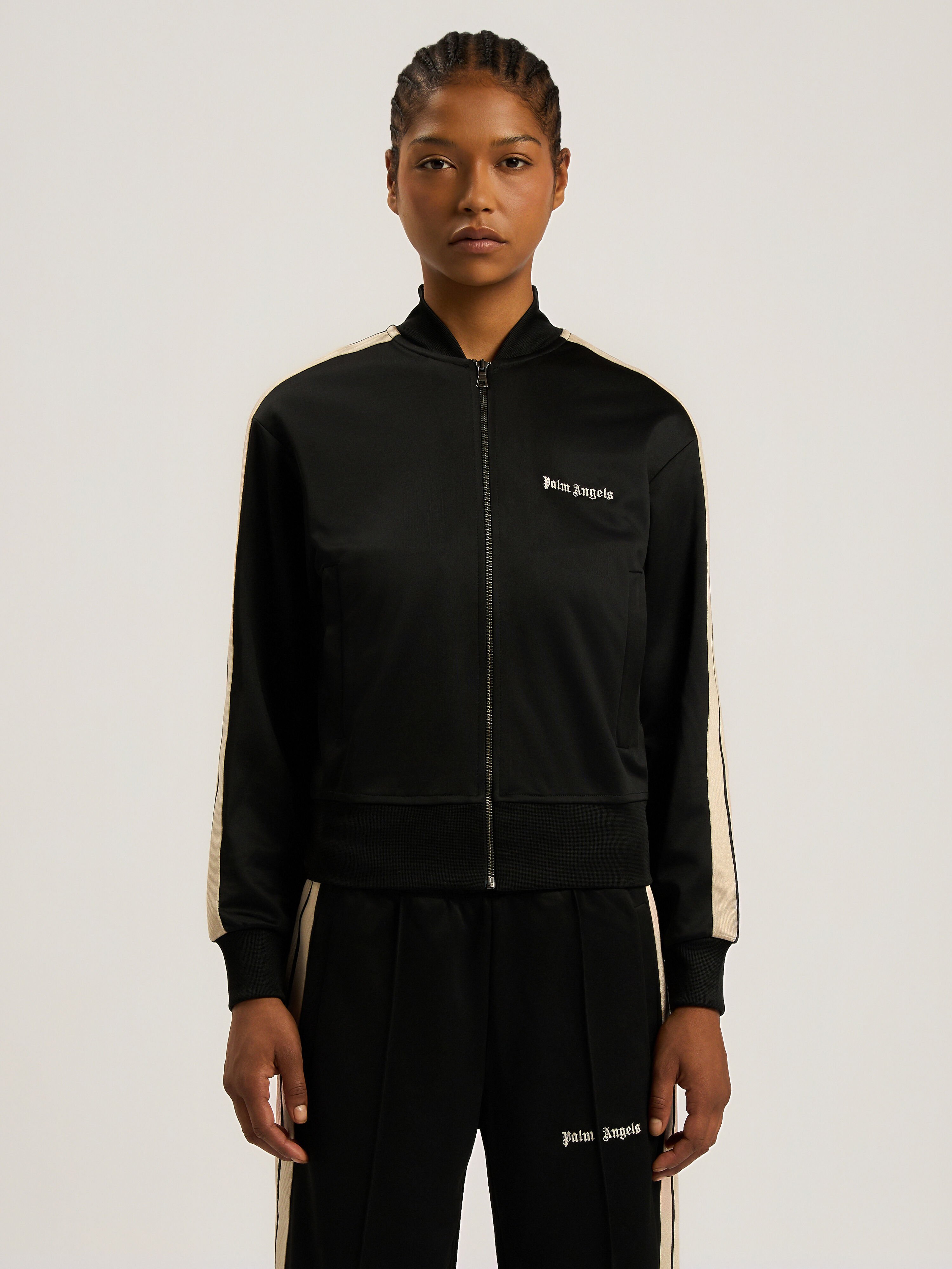 Classic Logo Track Bomber Jacket PALM ANGELS Classic Logo Track Bomber Jacket BLACK - OFF WHITE PAWBD01F26FB01