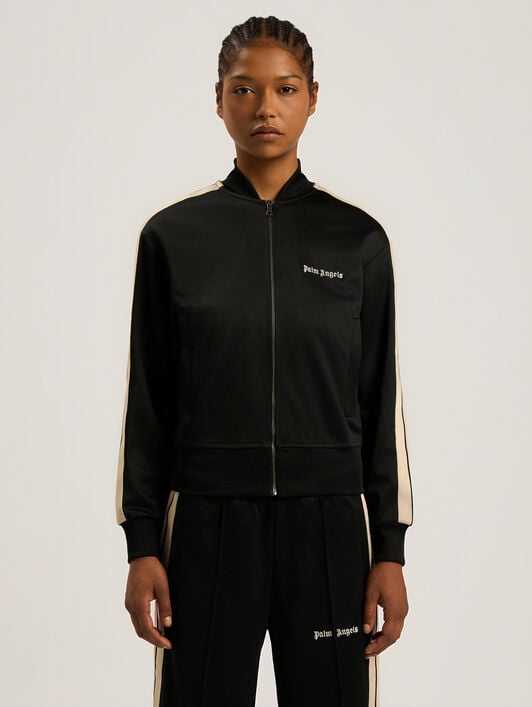 Classic Logo Track Bomber Jacket PALM ANGELS Classic Logo Track Bomber Jacket BLACK - OFF WHITE PAWBD01F26FB01