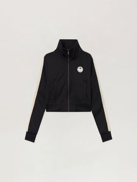 PALM ANGELS Tree Logo Crop Track Jacket BLACK OFF WHITE PWBD045S26FAB002