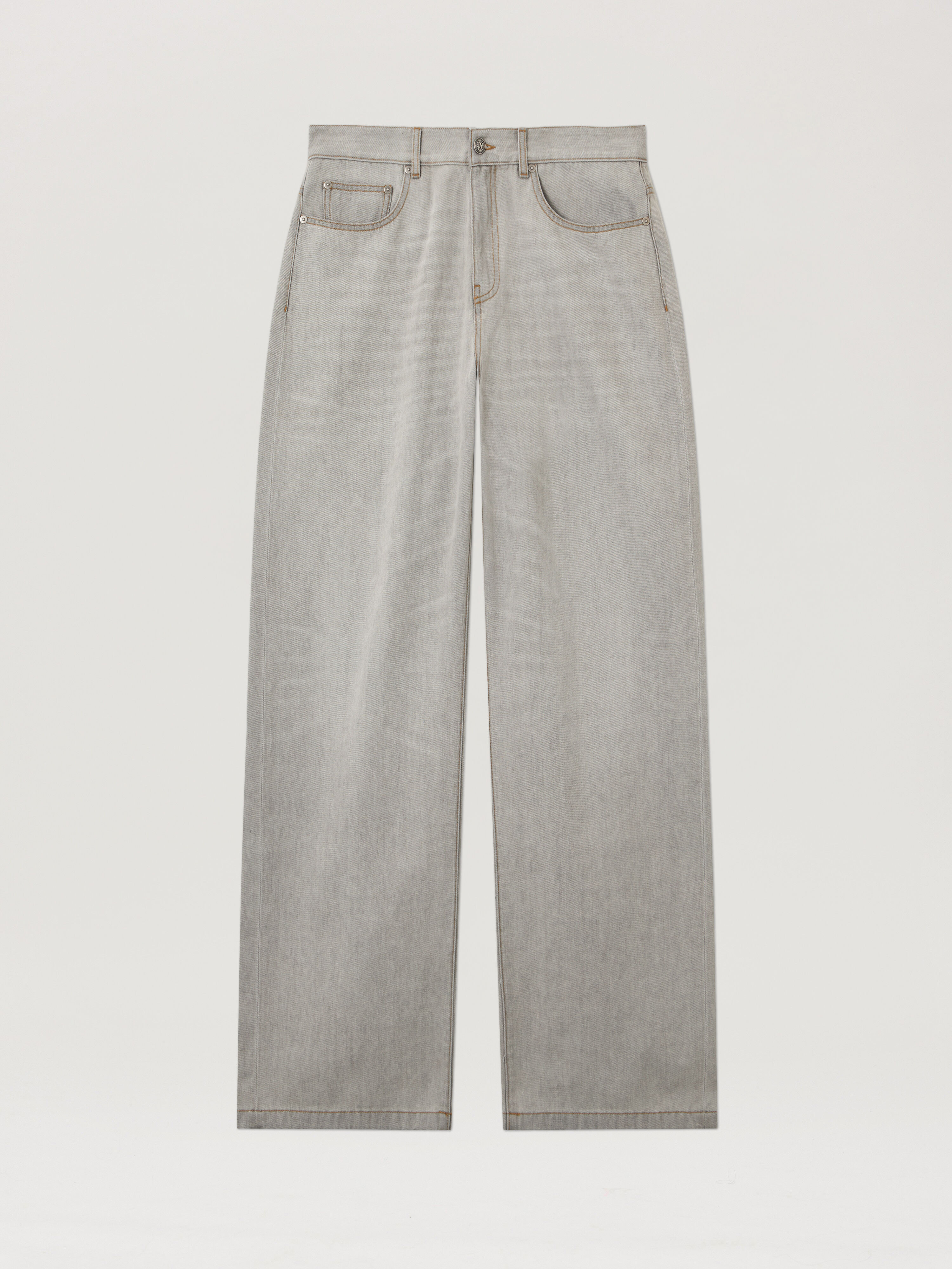 Curved Logo Loose Denim Pants PALM ANGELS Curved Logo Loose Denim Pants LIGHT GREY - LIGHT GREY PMYA049F25DEN001