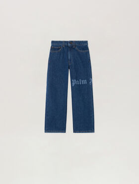 PALM ANGELS Classic Logo Denim Pants BLUE - LIGHT BLUE PBYA002F25DEN001