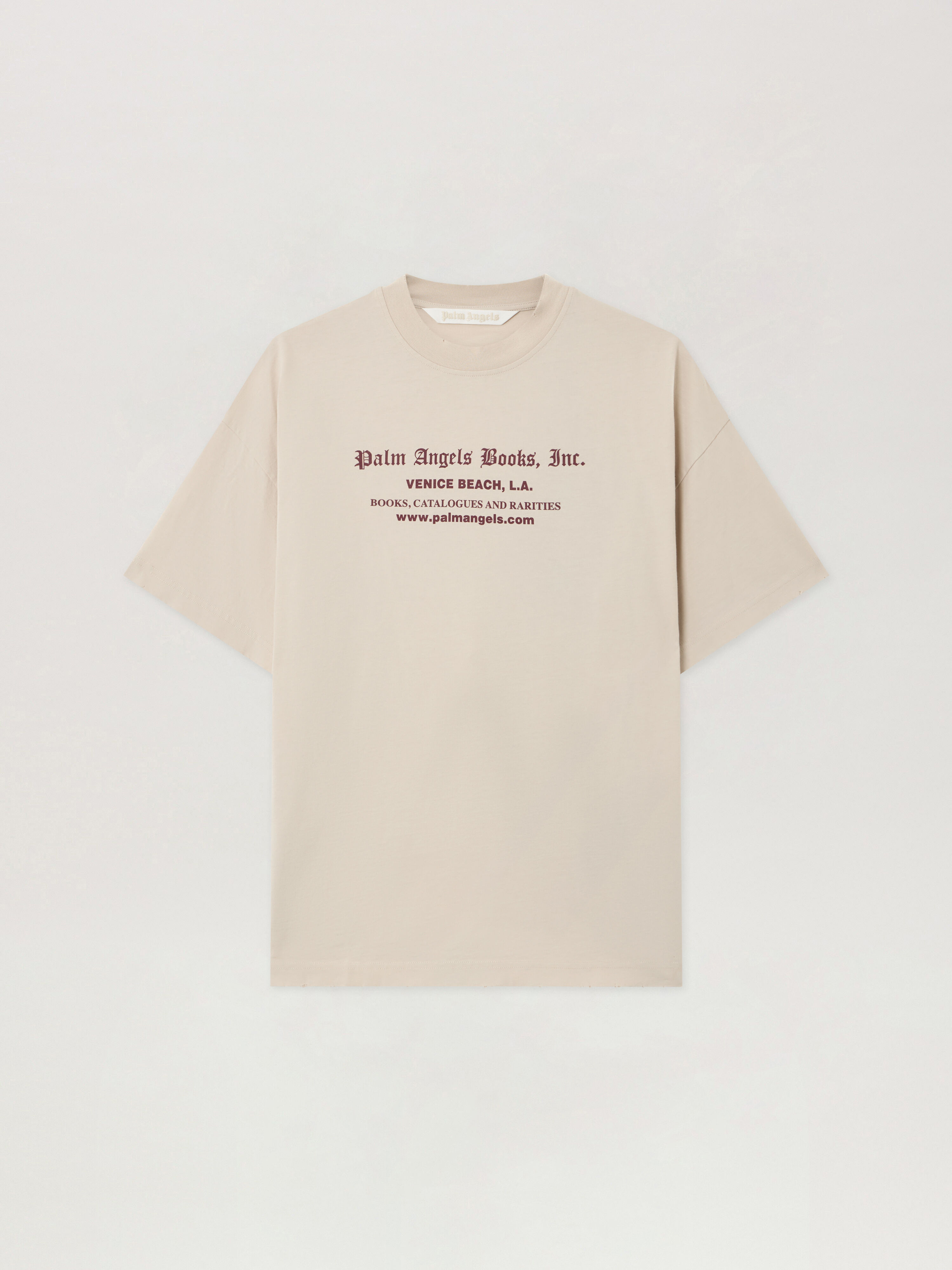 Book Club Loose Tee PALM ANGELS Book Club Loose Tee LIGHT GREY - BURGUNDY PWAA07BF25JER007
