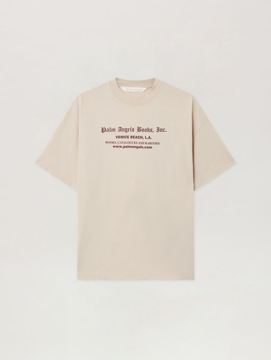 Book Club Loose Tee PALM ANGELS Book Club Loose Tee LIGHT GREY - BURGUNDY PWAA07BF25JER007