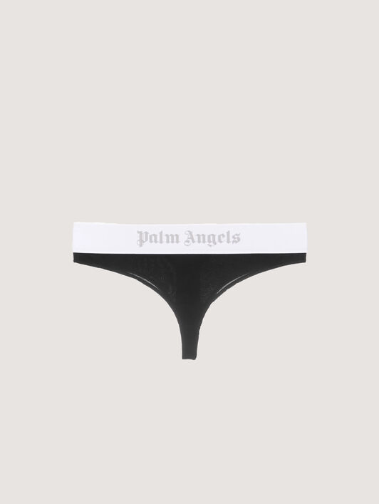 PALM ANGELS Classic Logo Brazilian Panties BLACK LIGHT GREY PWUF002C99FAB001