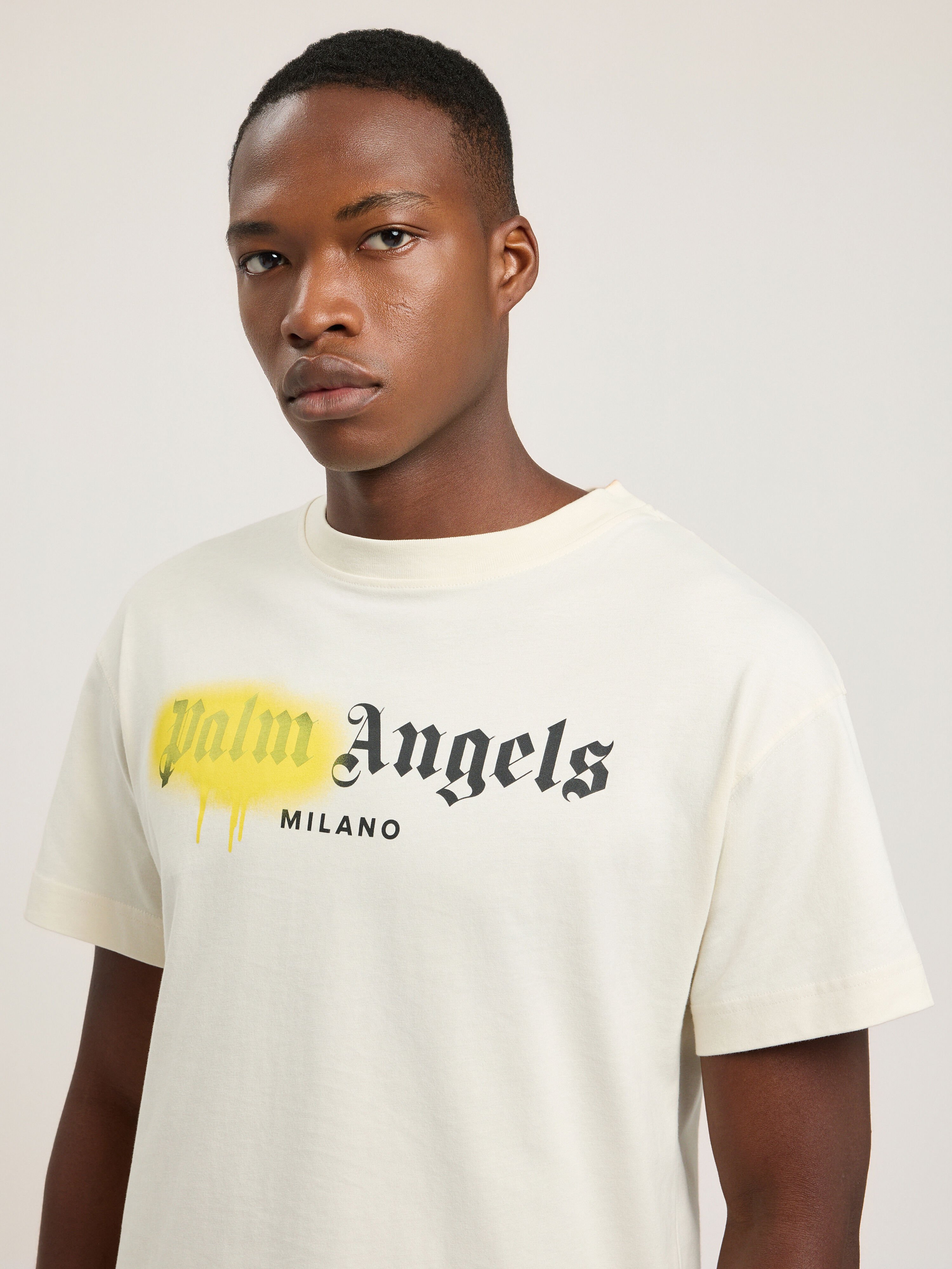 Spray City Milan T-Shirt PALM ANGELS Spray City Milan T-Shirt OFF White/Yellow PMAA109T26JER004