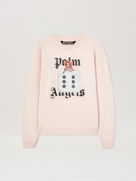 PALM ANGELS  Pin up crewneck sweatshirt IVORY - BLACK PMBA080S25FLE002
