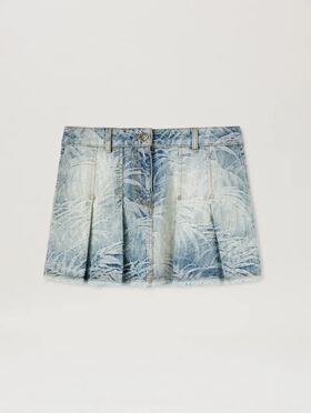 PALM ANGELS  Palms jacquared denim miniskirt MEDIUM BLUE - SILVER PWYD023S25DEN002
