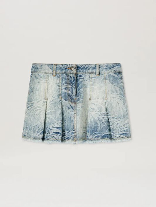 PALM ANGELS  Palms jacquared denim miniskirt MEDIUM BLUE - LIGHT BLUE PWYF019S25DEN001