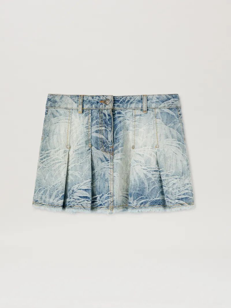 PALM ANGELS  Palms jacquared denim miniskirt MEDIUM BLUE - LIGHT BLUE PWYF019S25DEN001