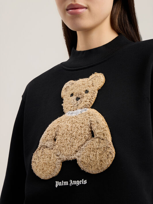 PALM ANGELS Bear Fitted Sweatshirt BLACK BROWN PWBA016S26FLE006