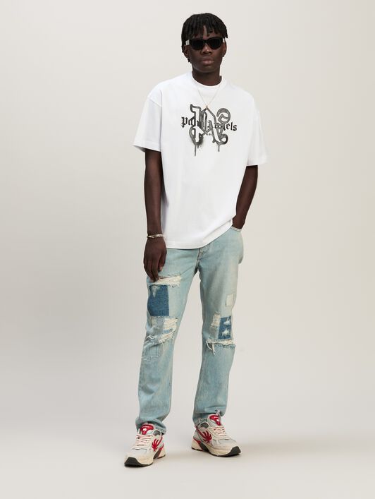 PALM ANGELS Monogram Spray City T-Shirt Paris BIANCO PMAA001C99JER027