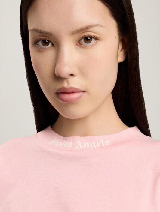 PALM ANGELS Classic Logo Mini T-Shirt PINK OFF WHITE PWAA054S26JER002