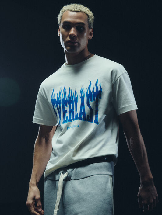PALM ANGELS Pa X Everlast T-Shirt OFF WHITE BLUE PMAA10DT26JER001
