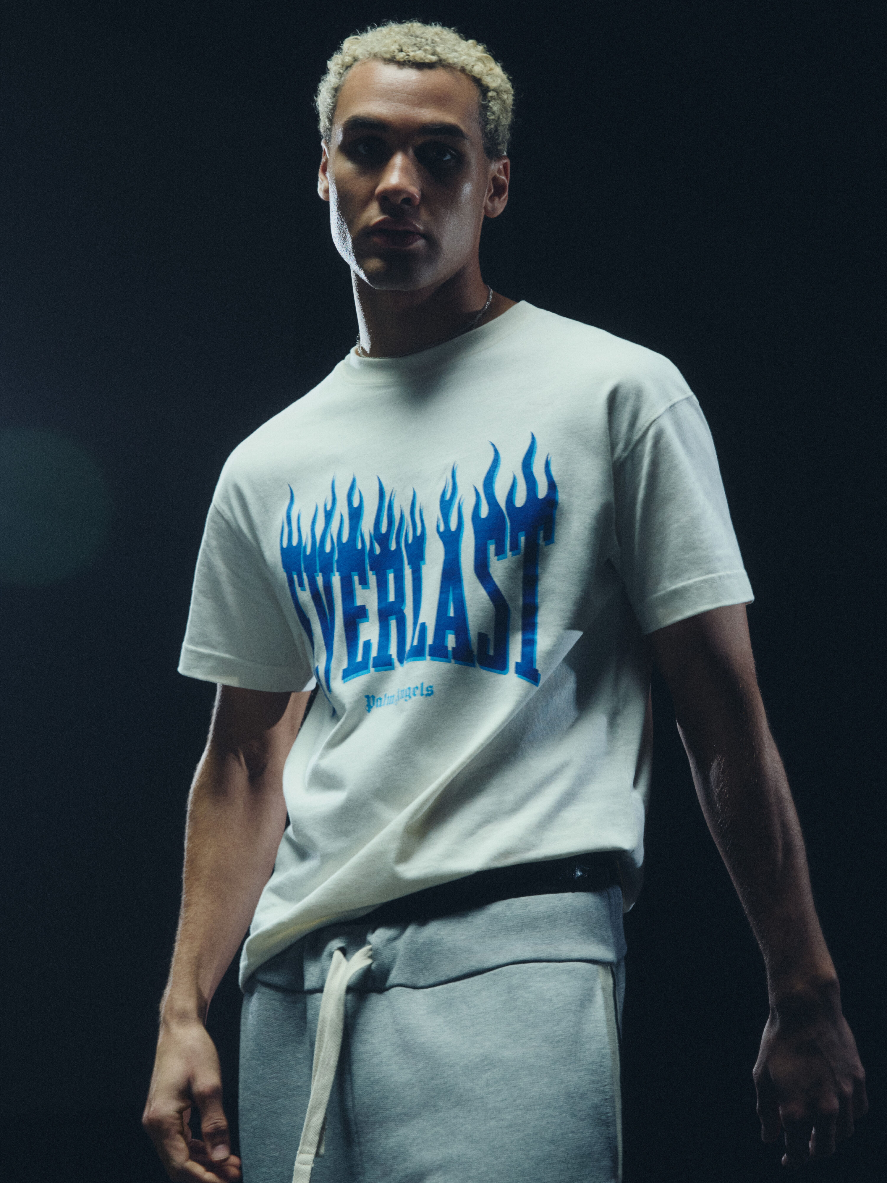 PALM ANGELS Pa X Everlast T-Shirt OFF WHITE BLUE PMAA10DT26JER001