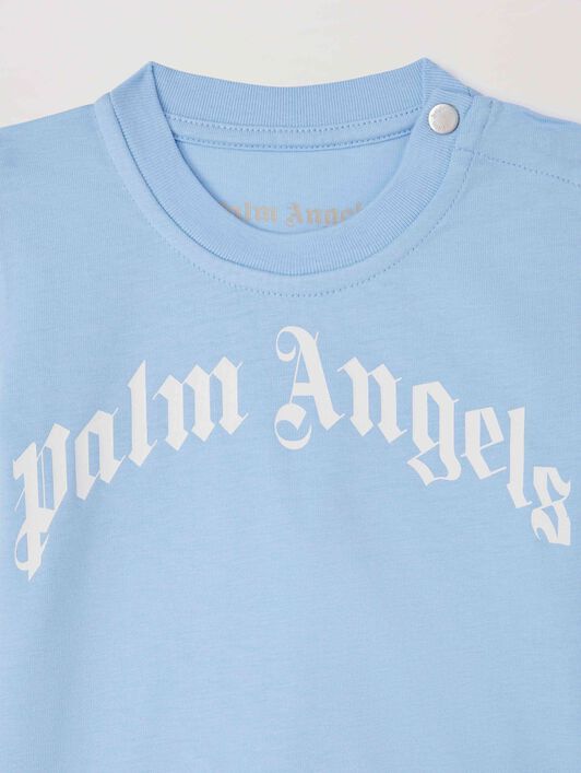 PALM ANGELS  3 pack Curved logo T-shirst LIGHT BLUE OFFWHITE PB2X017S25JER002