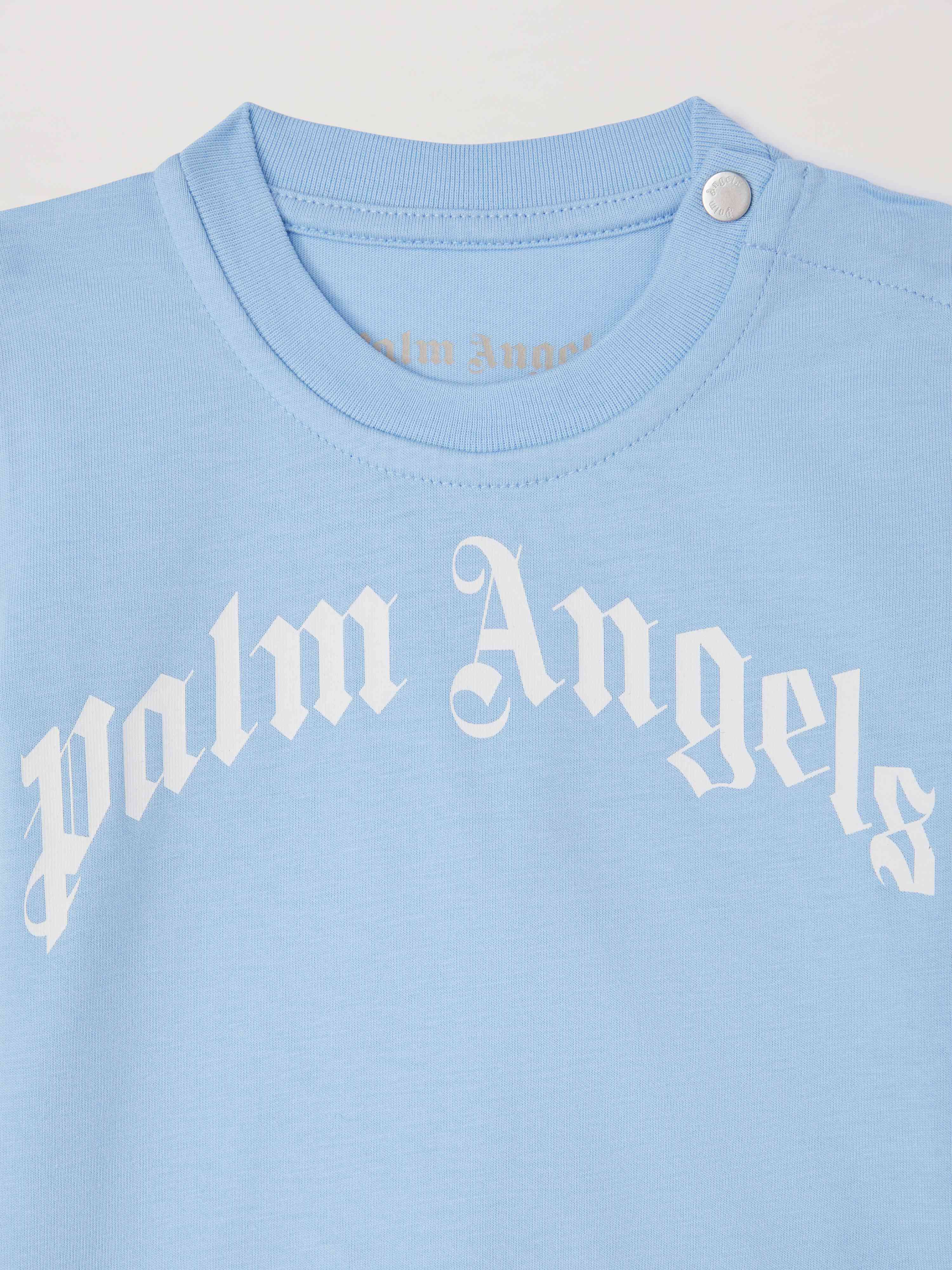 PALM ANGELS  3 pack Curved logo T-shirst LIGHT BLUE OFFWHITE PB2X017S25JER002