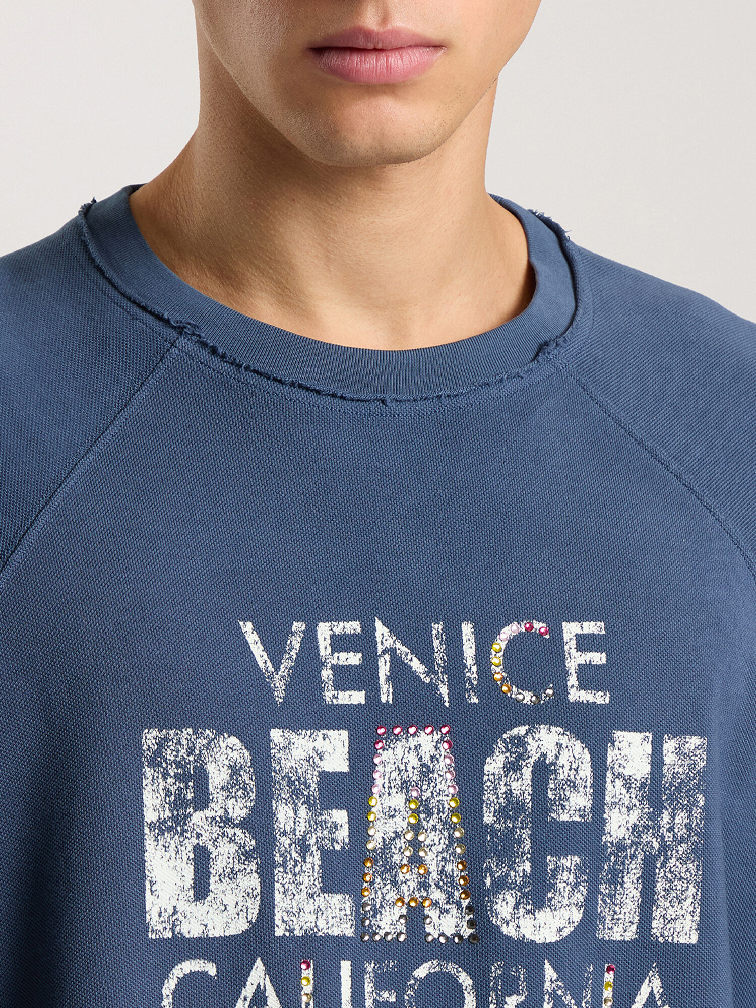 PALM ANGELS Cali Vibes Layered Tee L/S NAVY BLUE - OFF WHITE PAMAB03F26JR01
