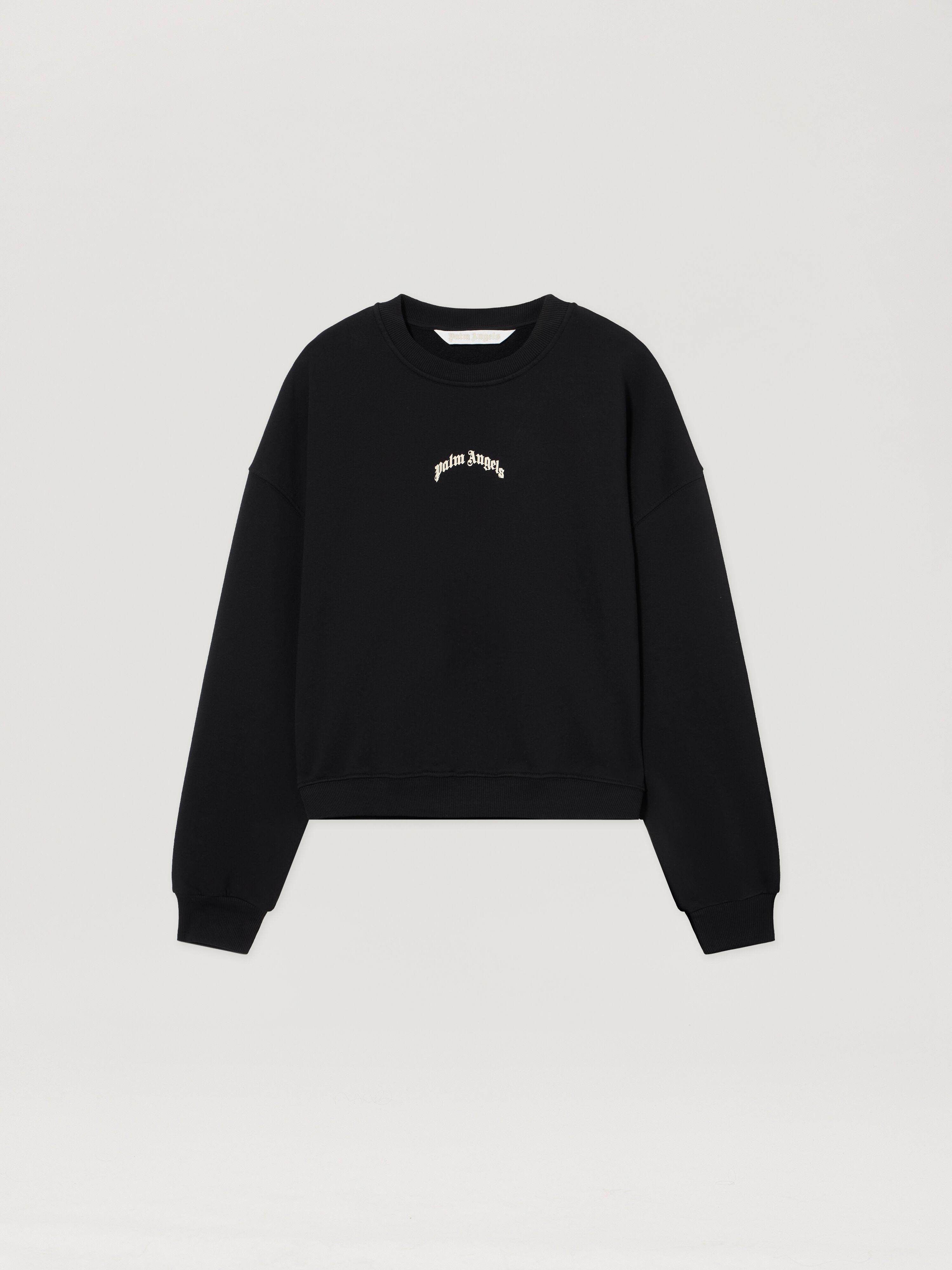 Curved Logo Crop Sweatshirt in BLACK TOFU for Women | Palm Angels®